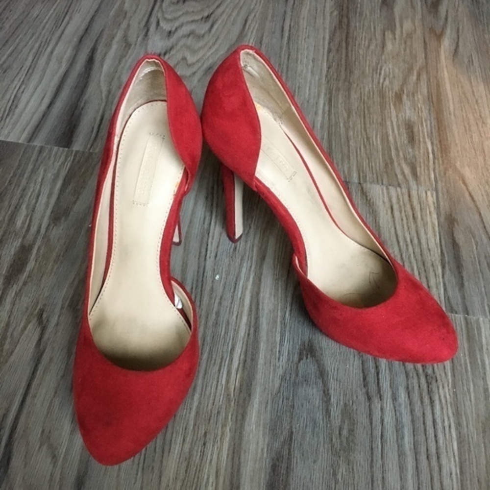 Zara (Trafaluc) Red Suede‎ Platform Stiletto Heels